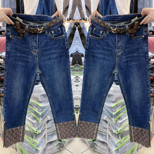 New high-waisted multi-button cuffed straight-leg trousers PD10041727