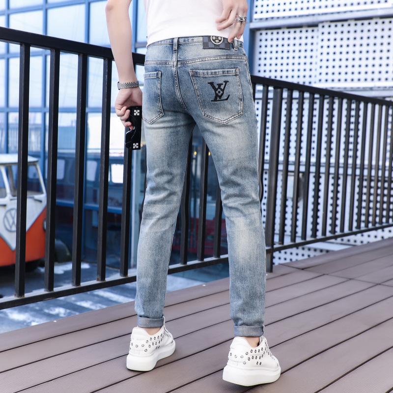 New Straight Blue Summer Casual Stretch Trousers 1024070806