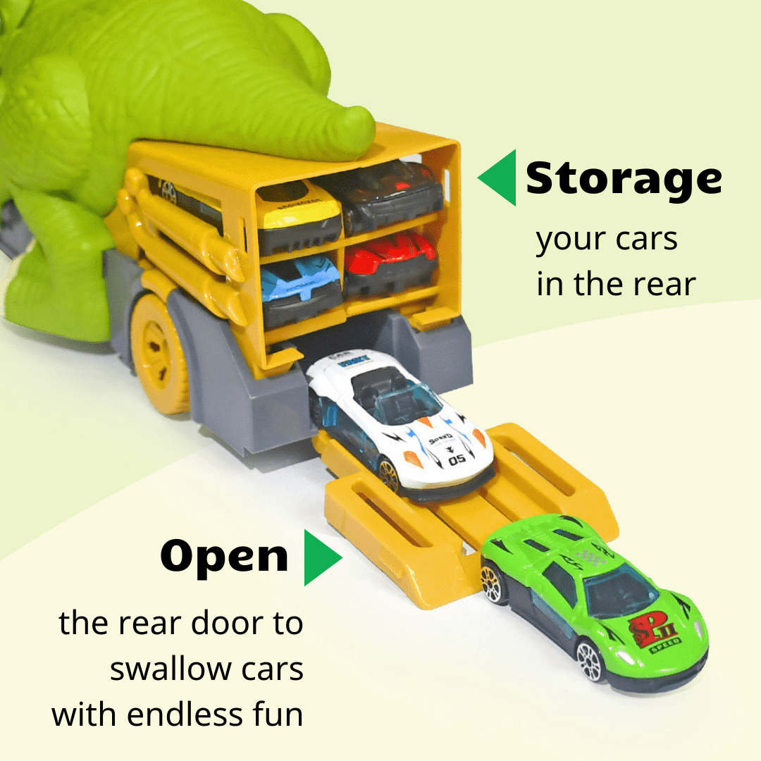 Dinosaur Devouring Truck with 12 Alloy Cars TRex Inertial Car Toy Gift for Kids