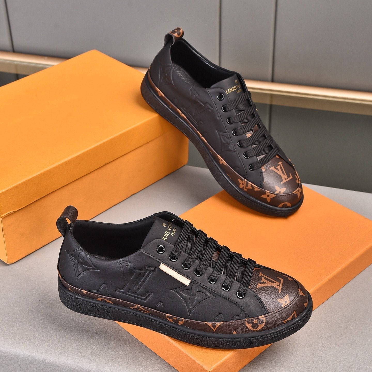 Luxury Pattern Two Tone Trendy Low-top Shoes