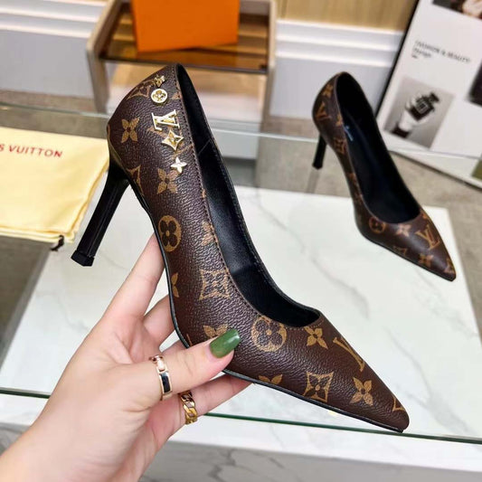 New Classic VL Pointed Toe Leather Shoes 6.5CM High Heels