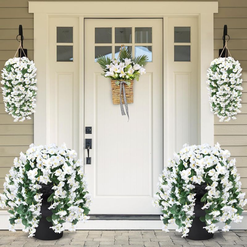 Artificial Faux Hanging Flowers Plants - UV resistant, Waterproof, Windproof