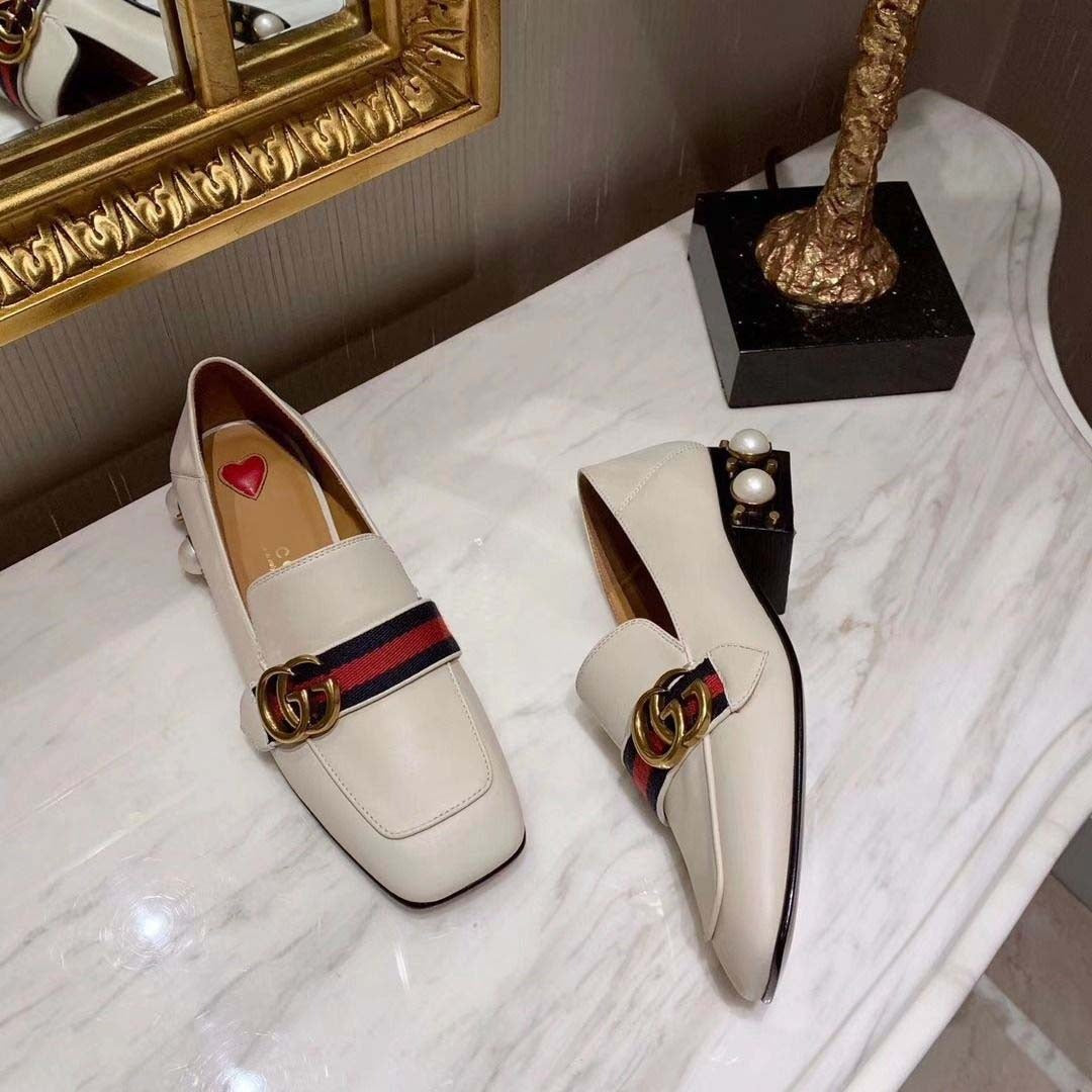 G new pearl heel loafers