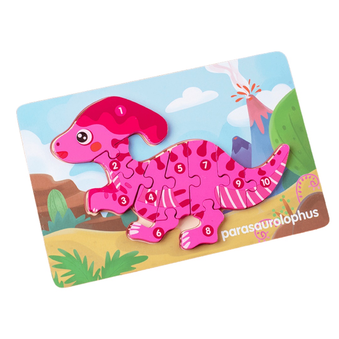 10 Pcs Dinosaur Wooden Number Puzzle for Kids 2-6 Years Old Educational Toy