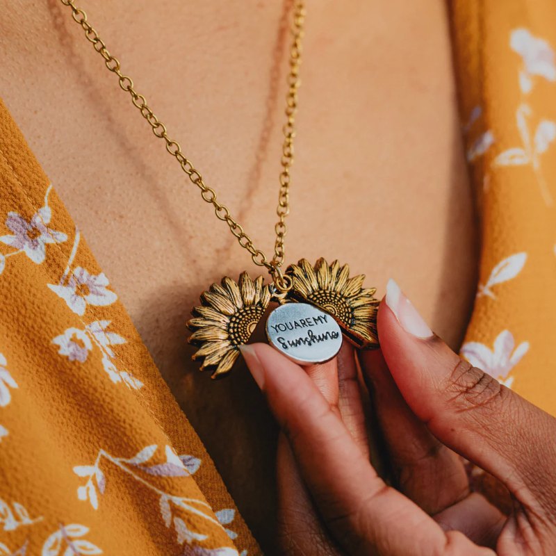 You Are My Sunshine Sunflower Necklace