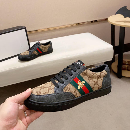 New Fashion Men's Classic Lace-Up Pattern Brown Black Sneakers Sneakers