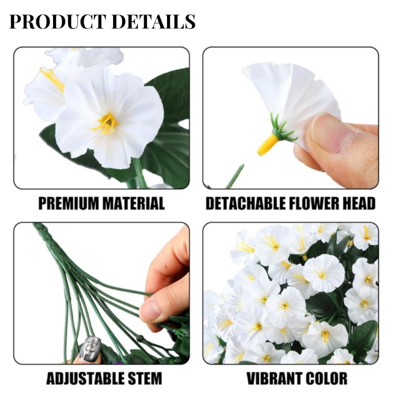 Artificial Faux Hanging Flowers Plants - UV resistant, Waterproof, Windproof
