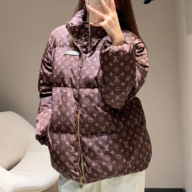 L-V Full-Print Vintage-Print Down Jacket 1025102406