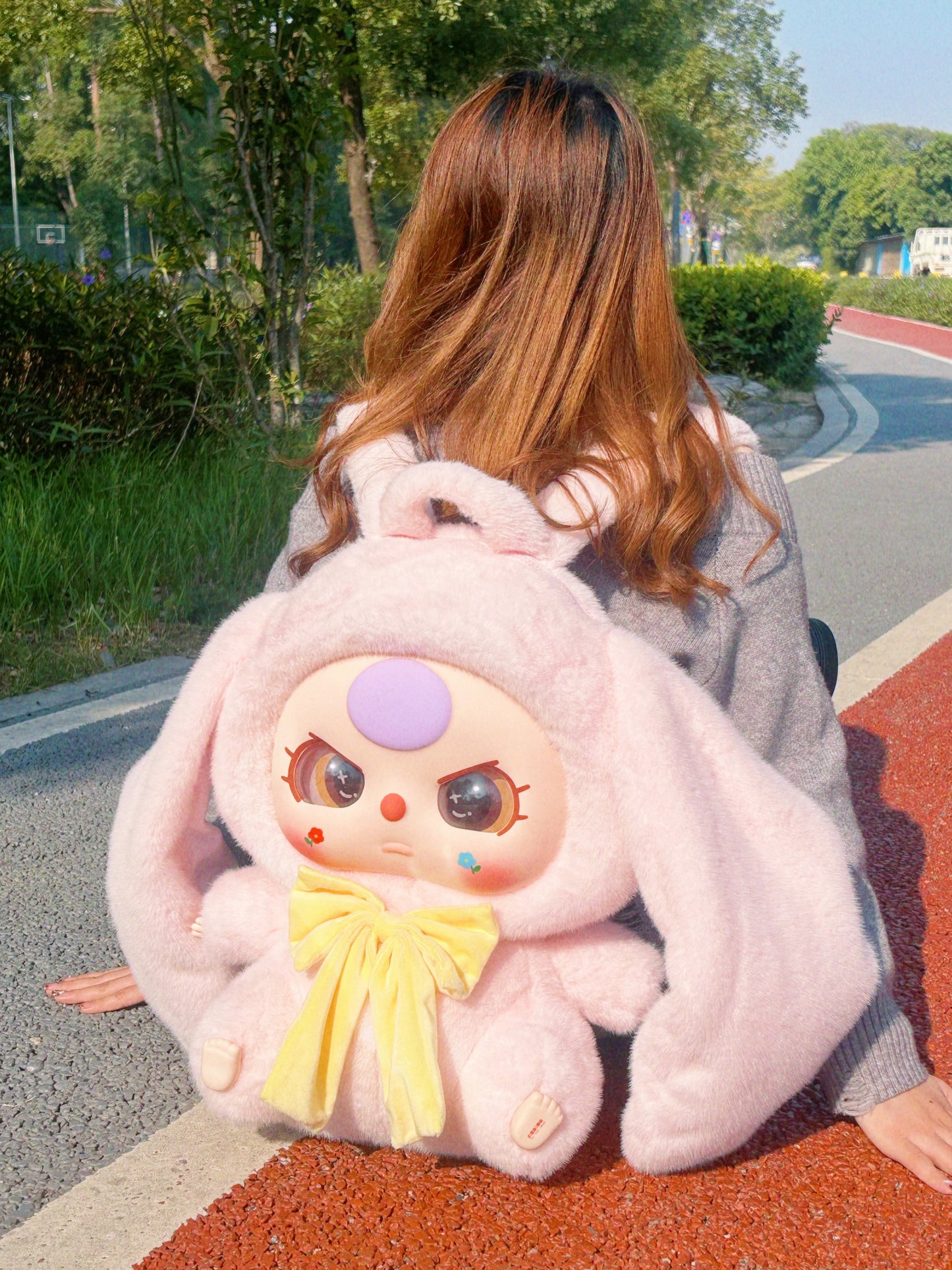 Baby Three Rabbit Plush School Bag Lucky Bag