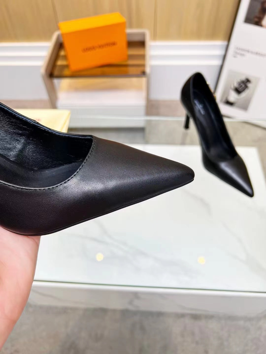 New Classic VL Pointed Toe Leather Shoes 6.5CM High Heels