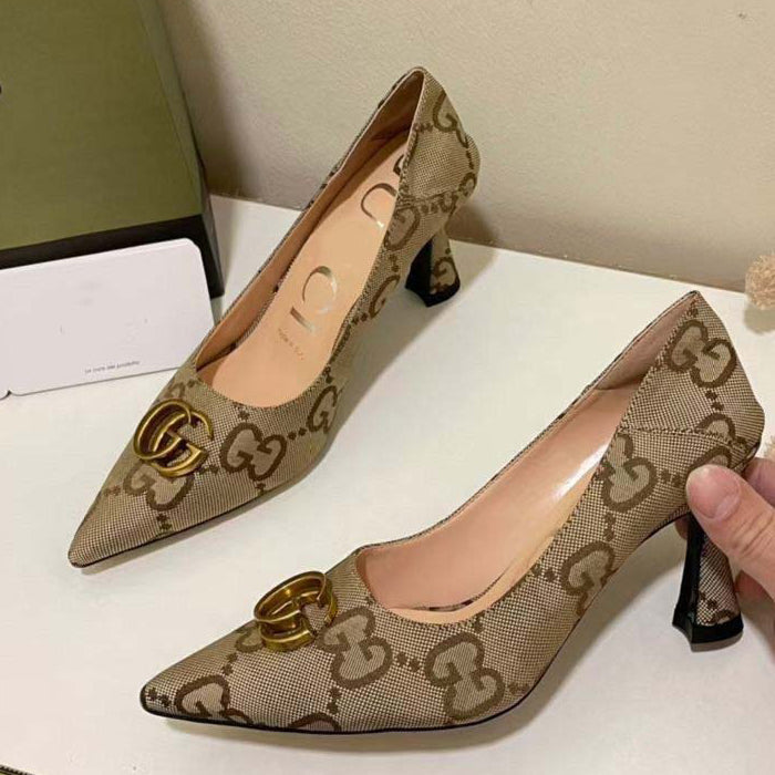 Double G Casual Pointed Toe High Heels