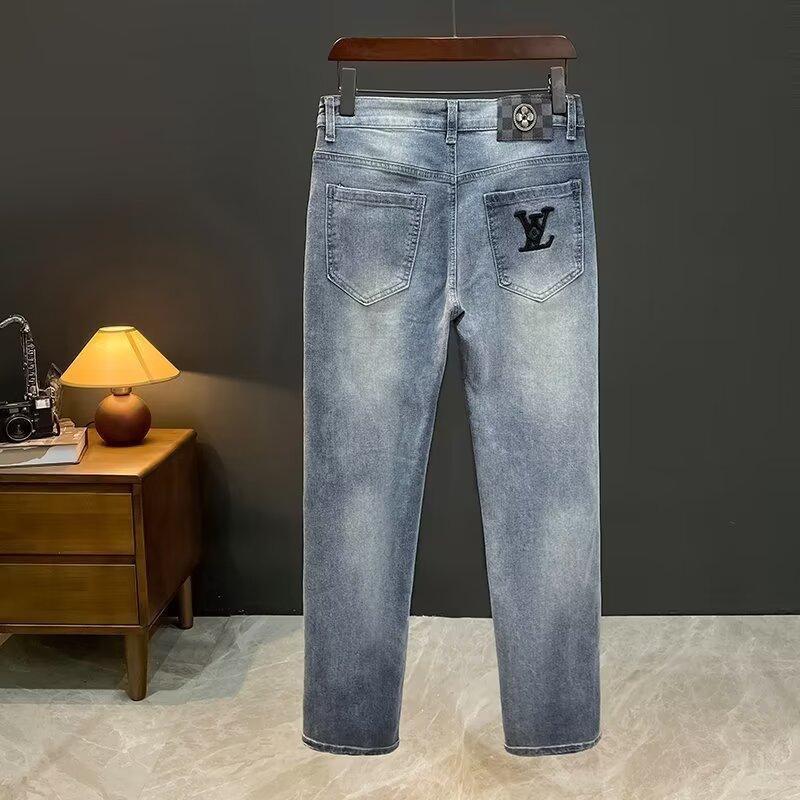 New Straight Blue Summer Casual Stretch Trousers 1024070806