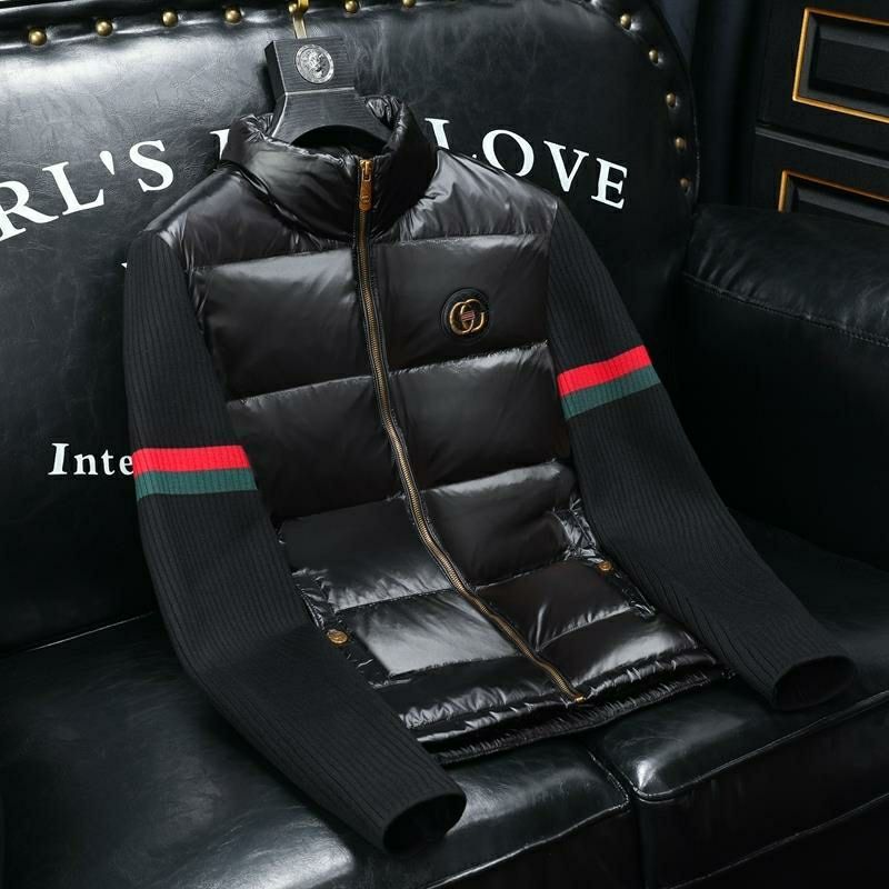 Stand collar knitted sleeve down jacket men's winter new trendy brand high-end European station men's clothing