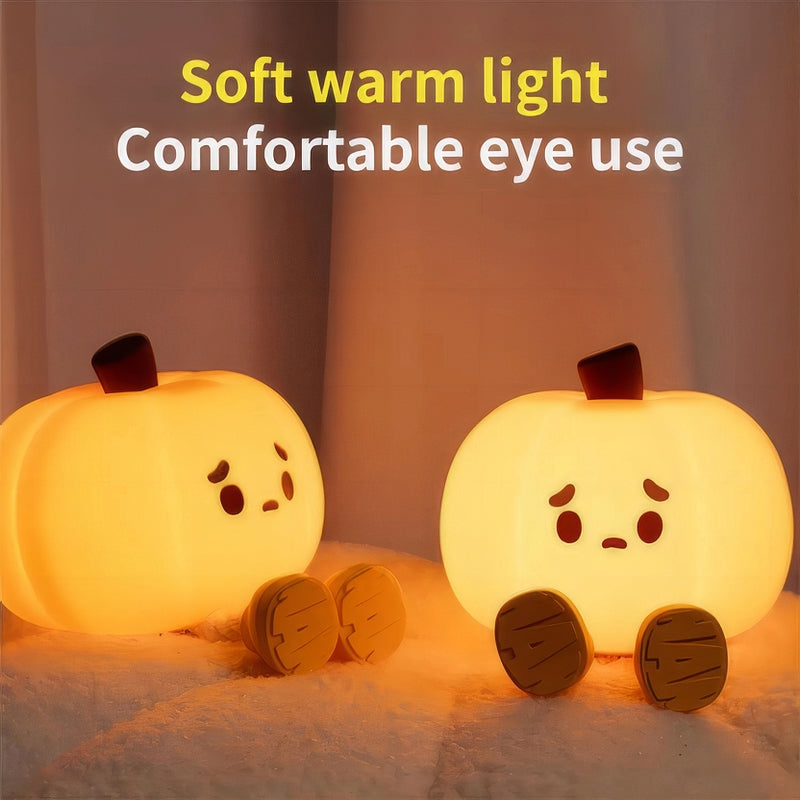 Pumpkin Silicone Pat Lamp - Relaxing Light, Sleep Timer, Soft Touch, Three Brightness Levels
