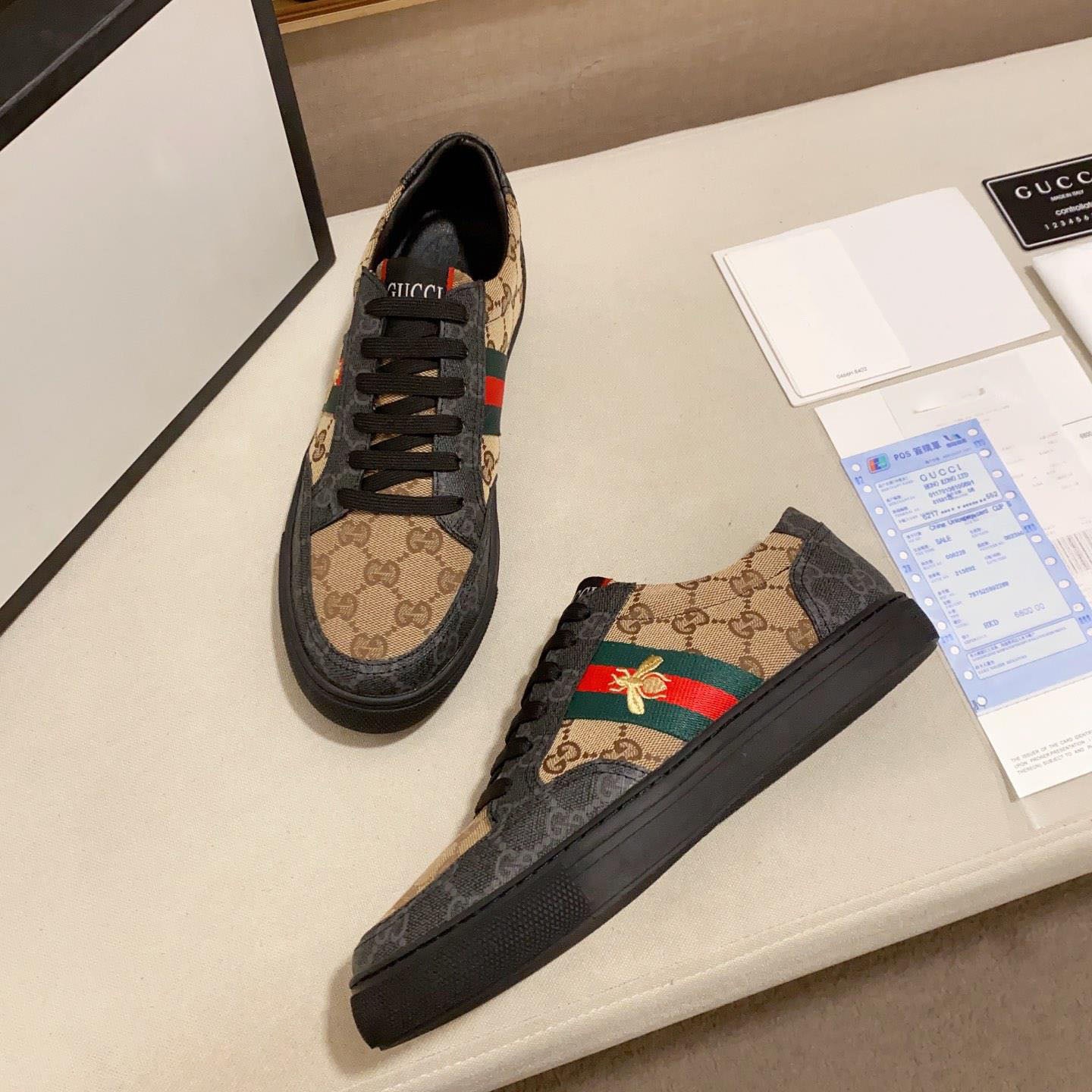 New Fashion Men's Classic Lace-Up Pattern Brown Black Sneakers Sneakers