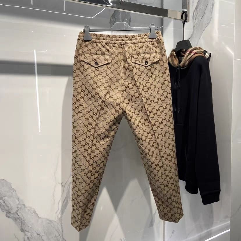 Fashion Casual lace-up classic GG pattern trousers PD0425051208