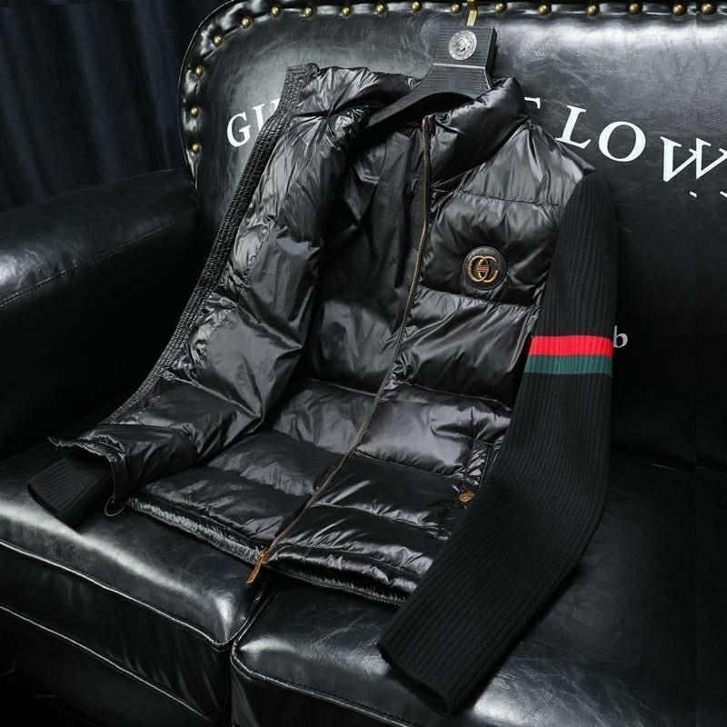 Stand collar knitted sleeve down jacket men's winter new trendy brand high-end European station men's clothing