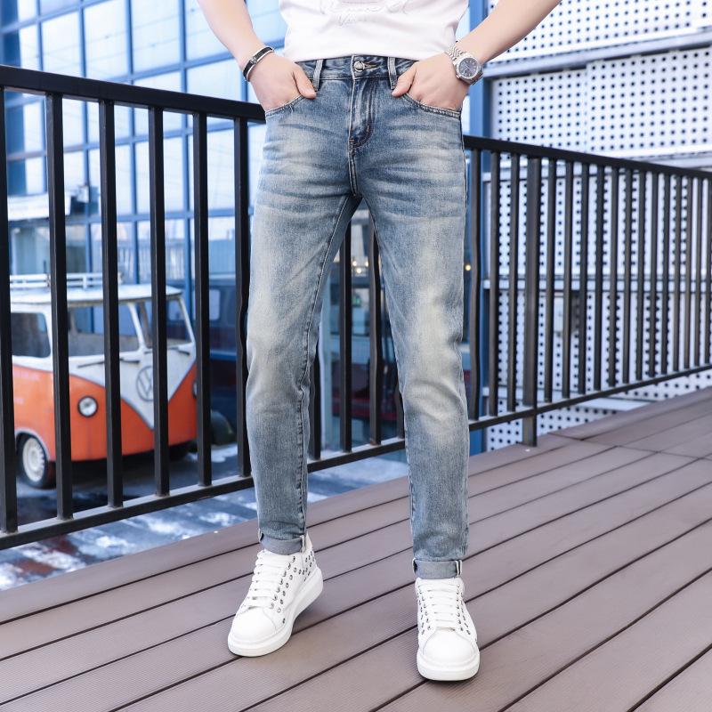 New Straight Blue Summer Casual Stretch Trousers 1024070806