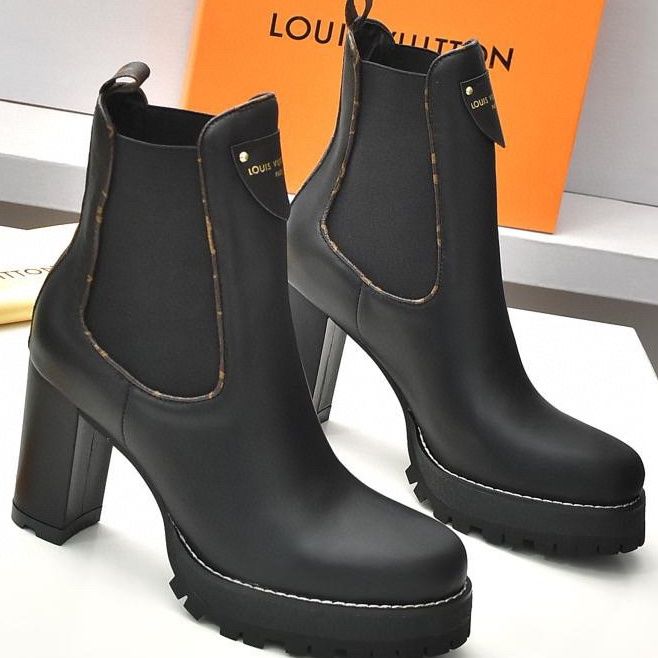 Exclusive latest British style thick heel women's short boots waterproof platform domineering side leak all-match fashion classic