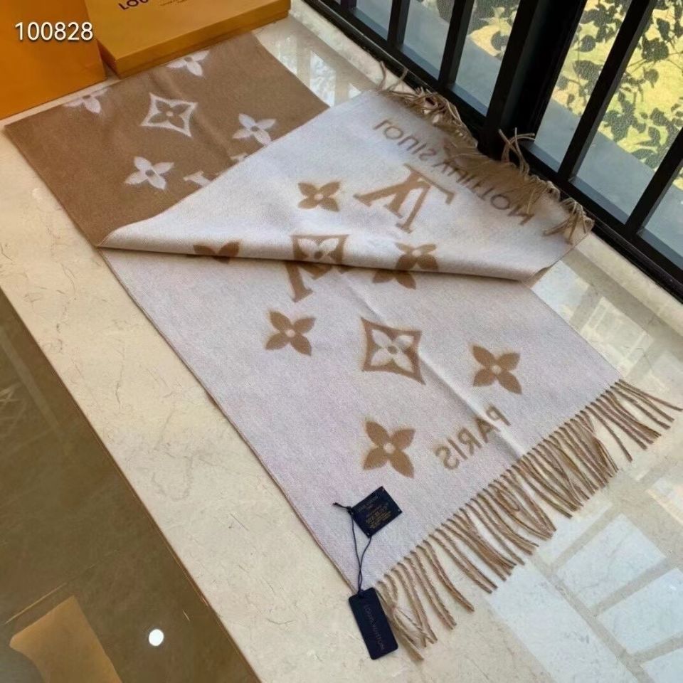 Double-sided cashmere lengthening and thickening fashion warm tassel letter shawl scarf