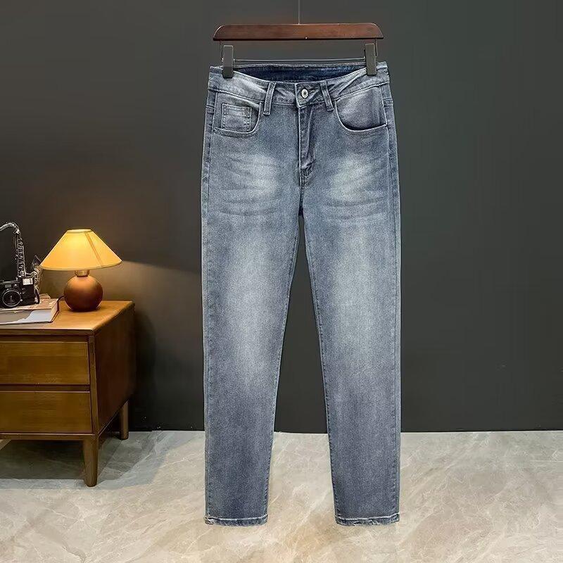 New Straight Blue Summer Casual Stretch Trousers 1024070806