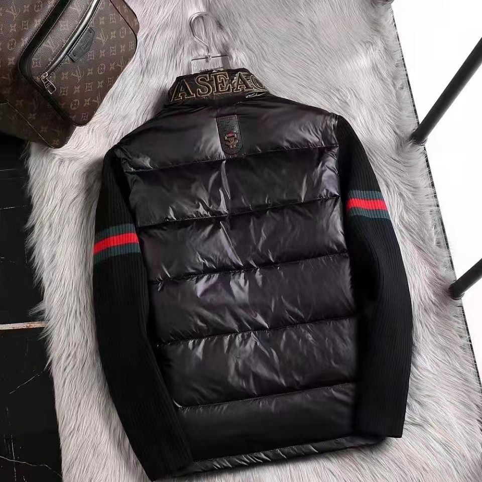 Stand collar knitted sleeve down jacket men's winter new trendy brand high-end European station men's clothing