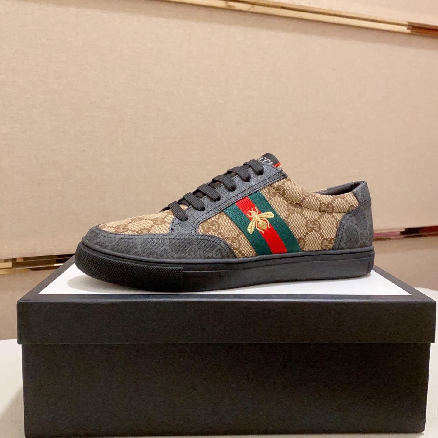 New Fashion Men's Classic Lace-Up Pattern Brown Black Sneakers Sneakers