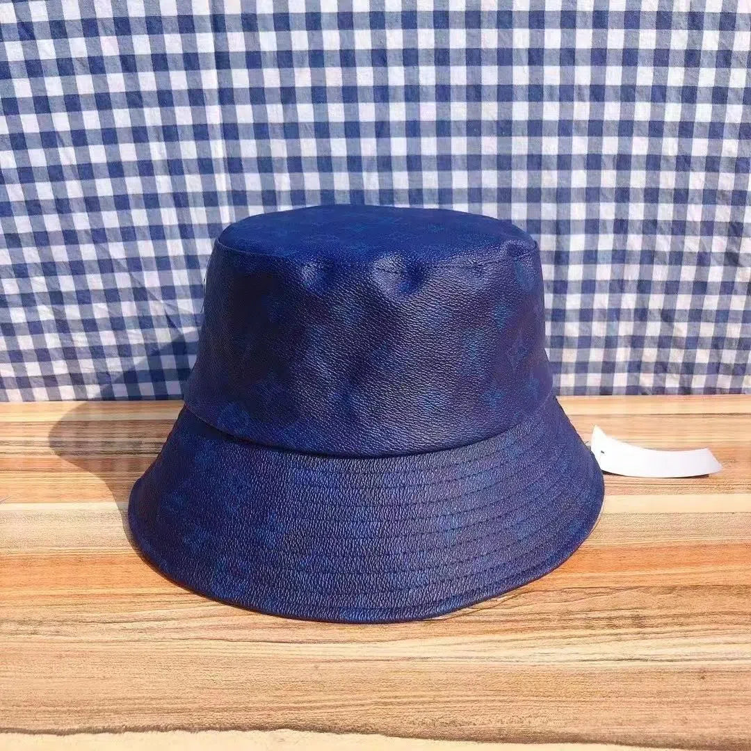 New leather classic fisherman hat British retro Korean fashion all-match basin hat for men and women with the same style big head circumference