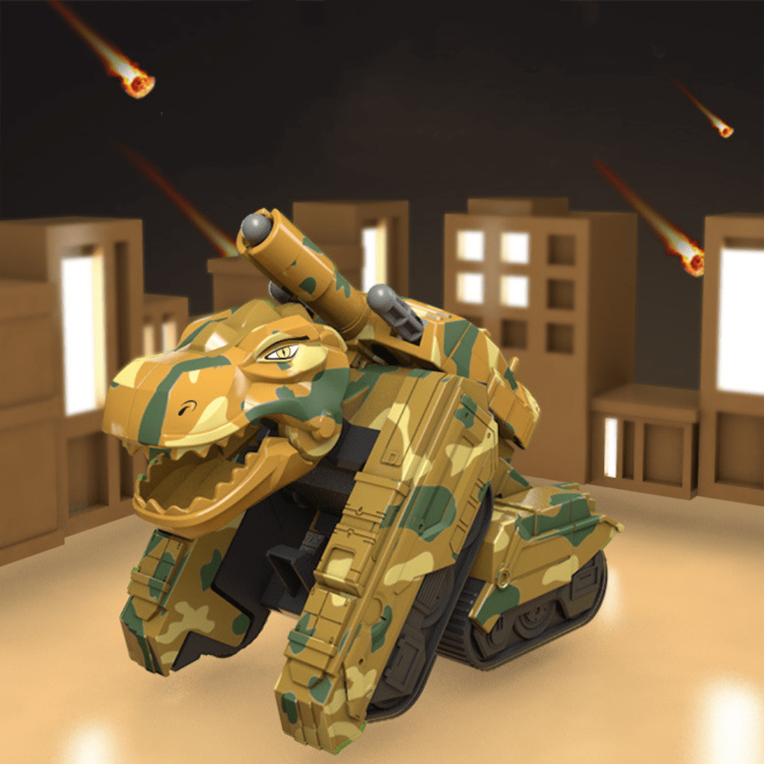 Transforming Military Dinosaur Tank and Aircraft Fire Bullet Inertial Truck Toy for Kids