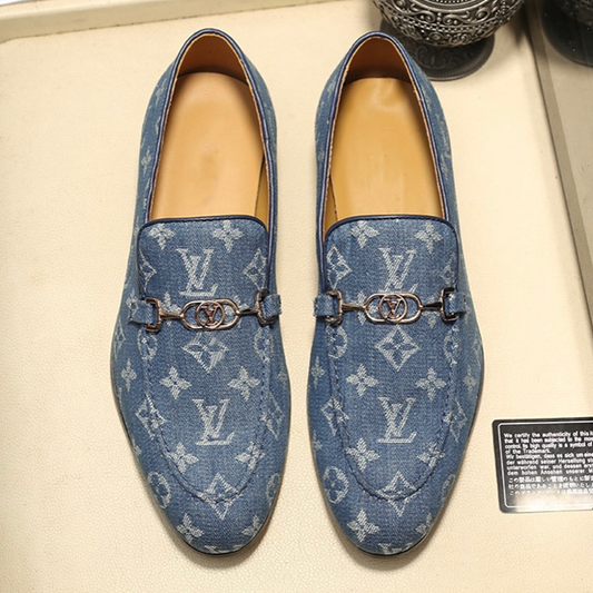 Blue Letter Slip On Loafers