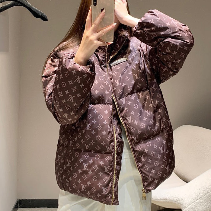 L-V Full-Print Vintage-Print Down Jacket 1025102406