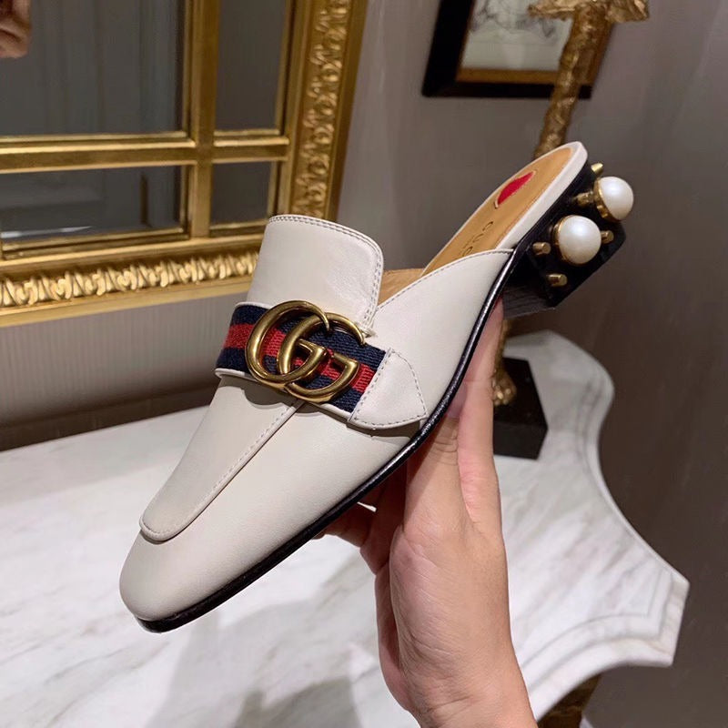 G new pearl heel loafers