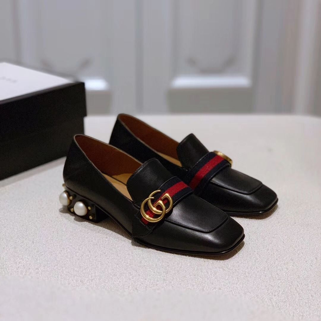 G new pearl heel loafers