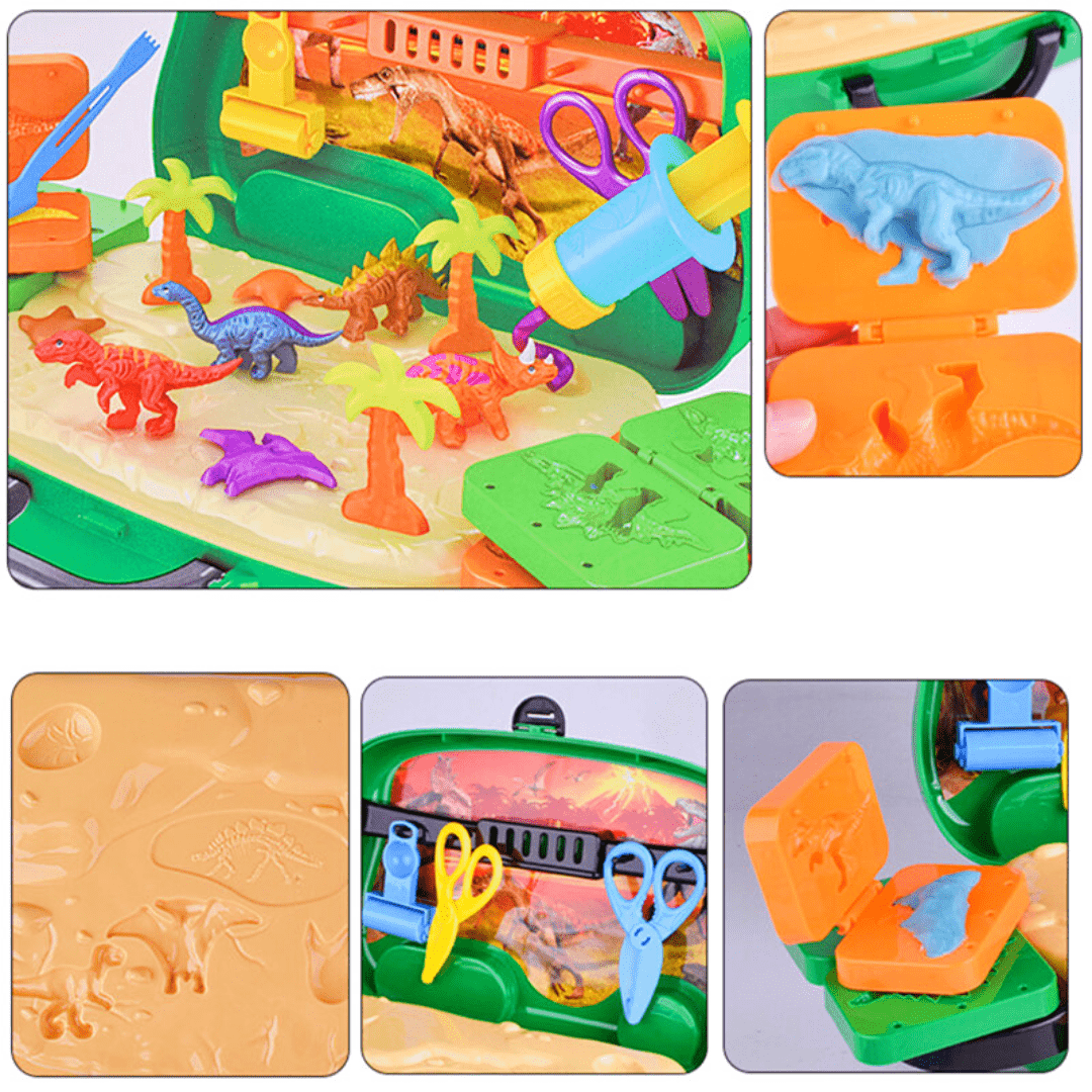 24 PCS Dinosaur Play Dough Kit with 8 Colors Mud, Tools, Creation Toys for Kids