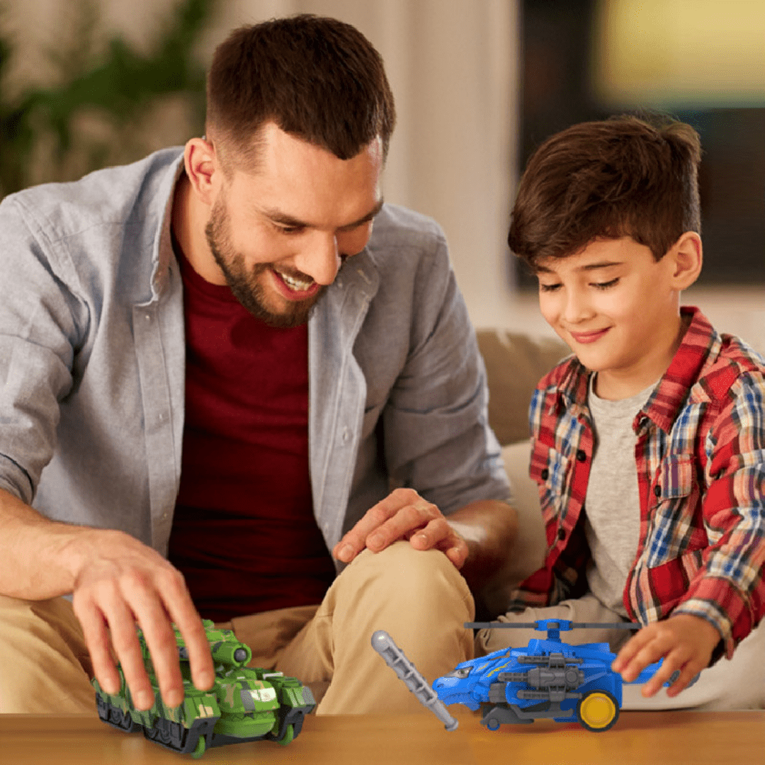 Transforming Military Dinosaur Tank and Aircraft Fire Bullet Inertial Truck Toy for Kids