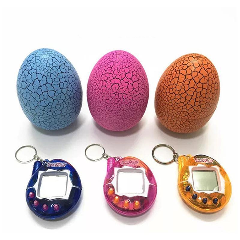 Portable Multi Color Cracked Dinosaur Egg with Key Chain Digital Electronic Pet Game Toy