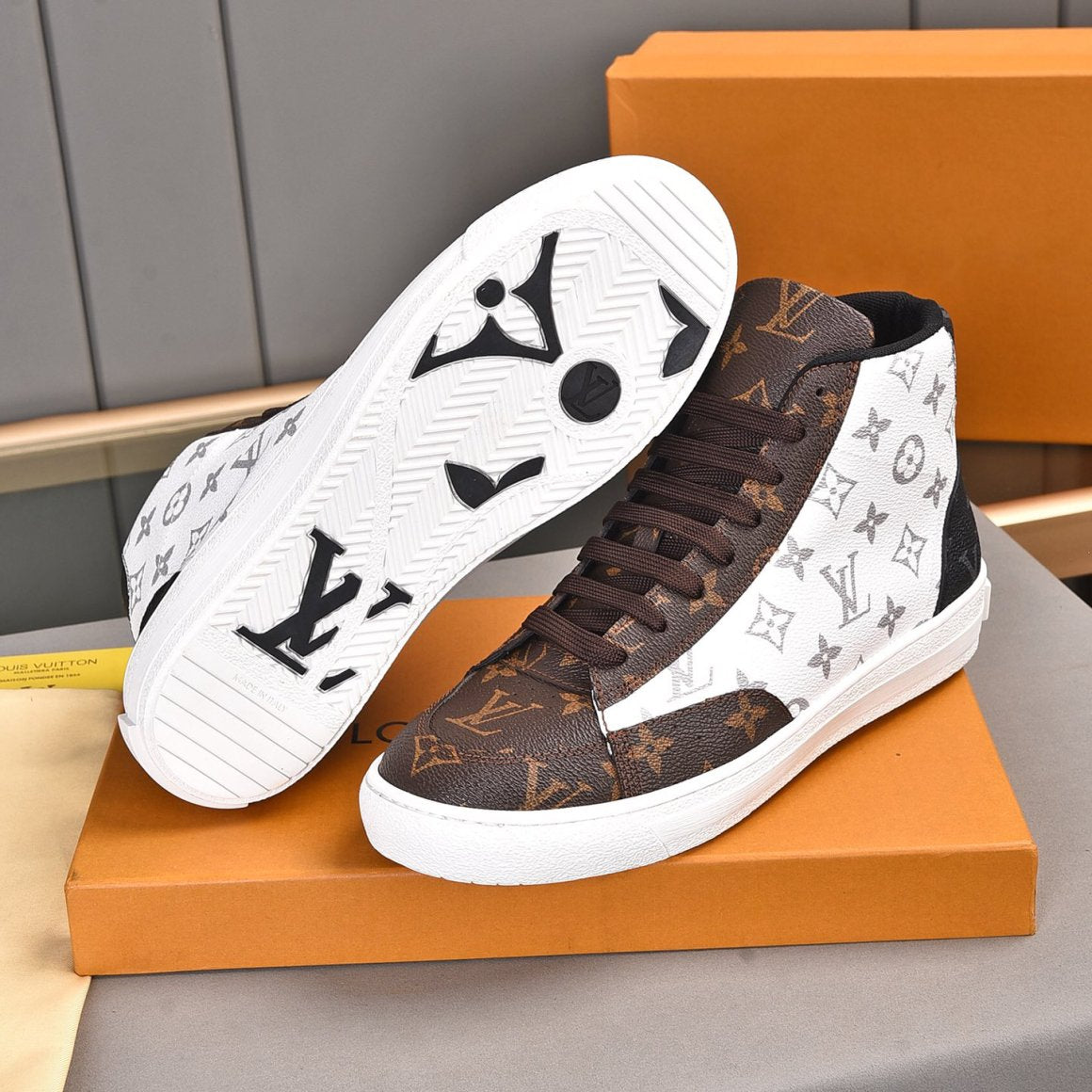 Luxury Pattern Leather High-top Shoes
