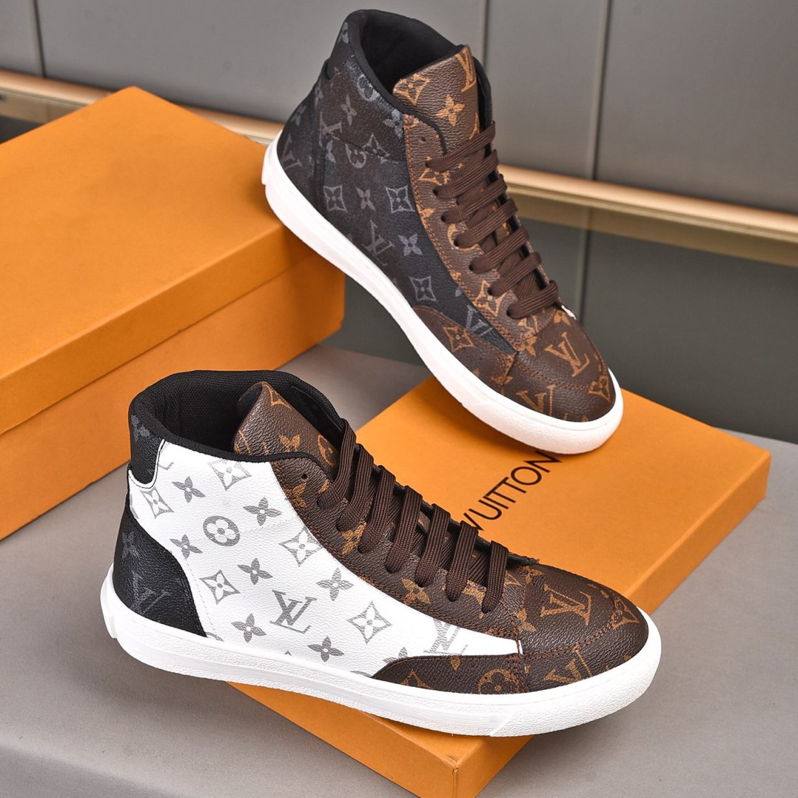 Luxury Pattern Leather High-top Shoes