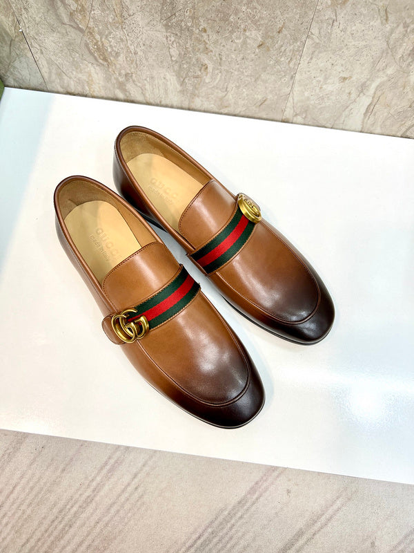 Classic Brown C Leather Men's Slip On Shoes