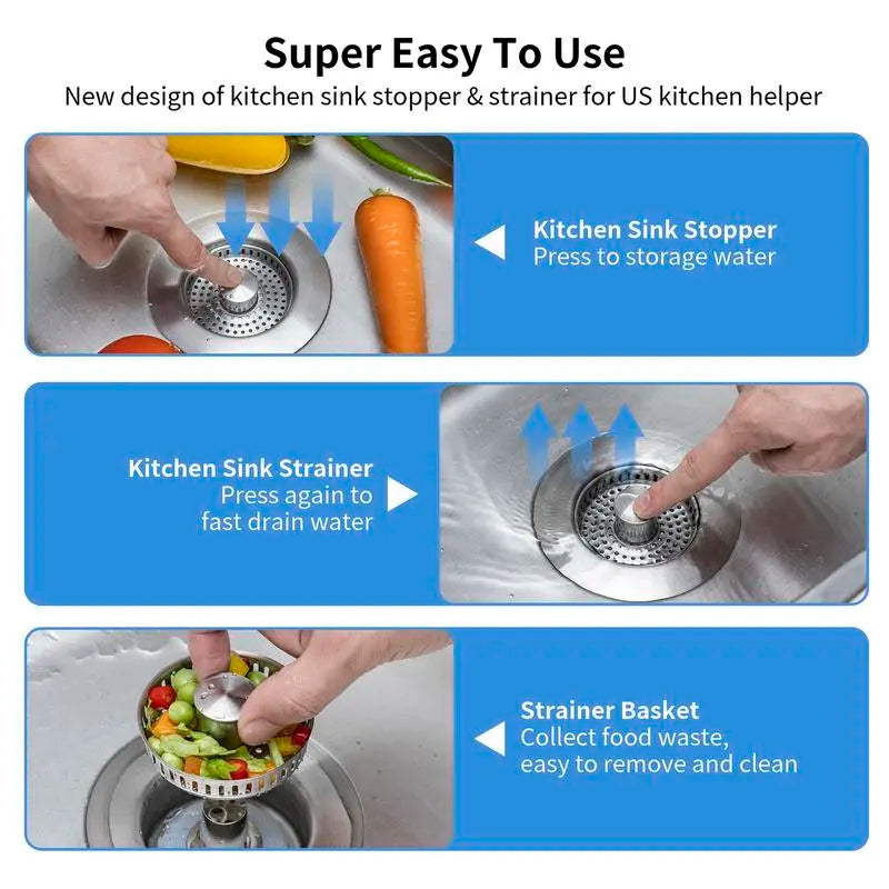Upgraded 3 in 1 Kitchen Sink Drain Strainer