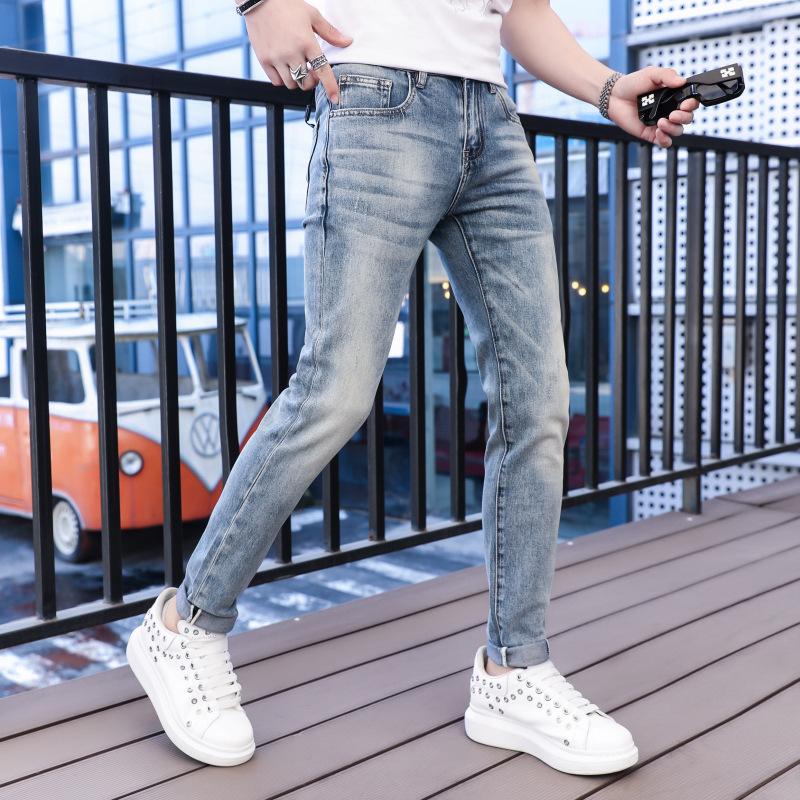 New Straight Blue Summer Casual Stretch Trousers 1024070806