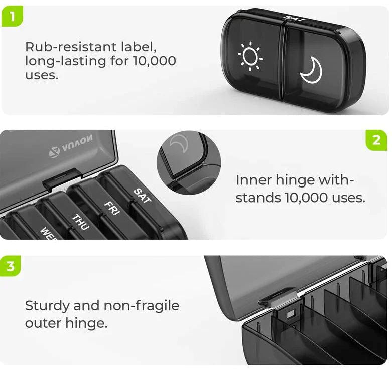 AM PM Weekly Pill Organizer – Travel-Friendly, Large Capacity & BPA-Free