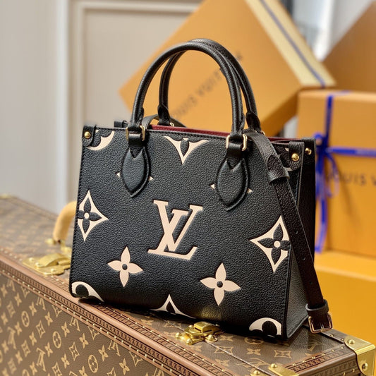 Handmade Bicolor Empreinte Leather Handbag On the Go II