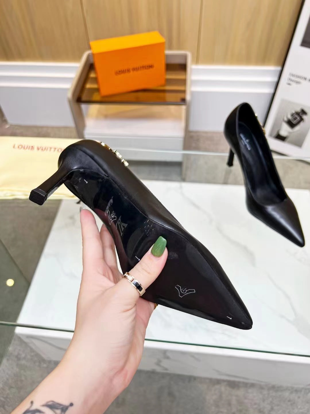 New Classic VL Pointed Toe Leather Shoes 6.5CM High Heels