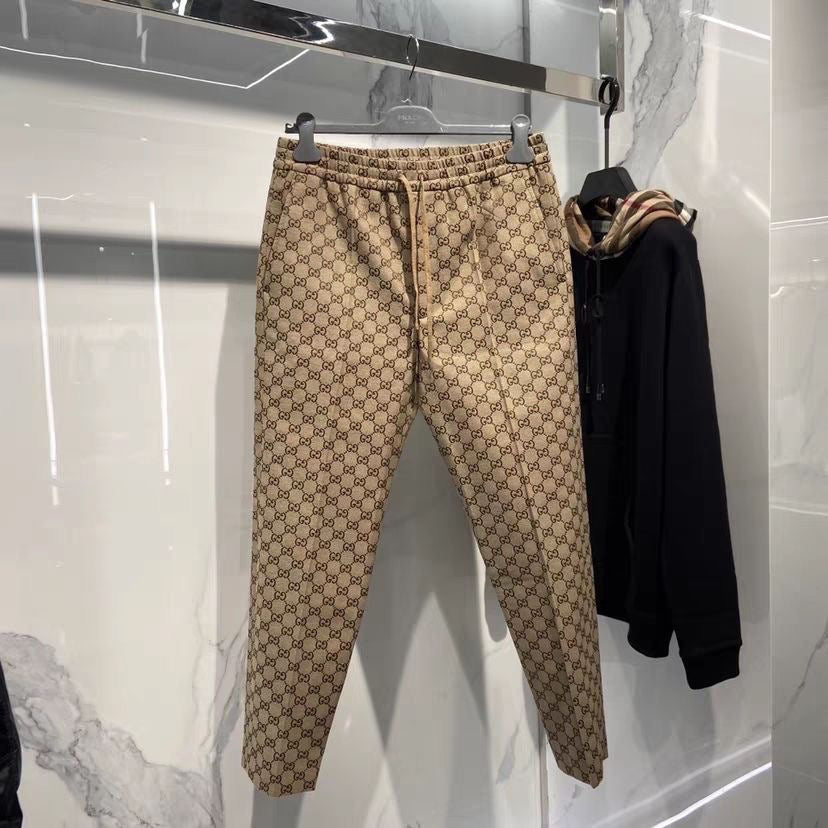 Fashion Casual lace-up classic GG pattern trousers PD0425051208