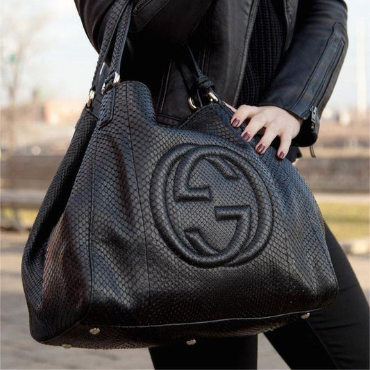 G Interlocking Tassel Bag Women's Tote Leather Black PD0423112117