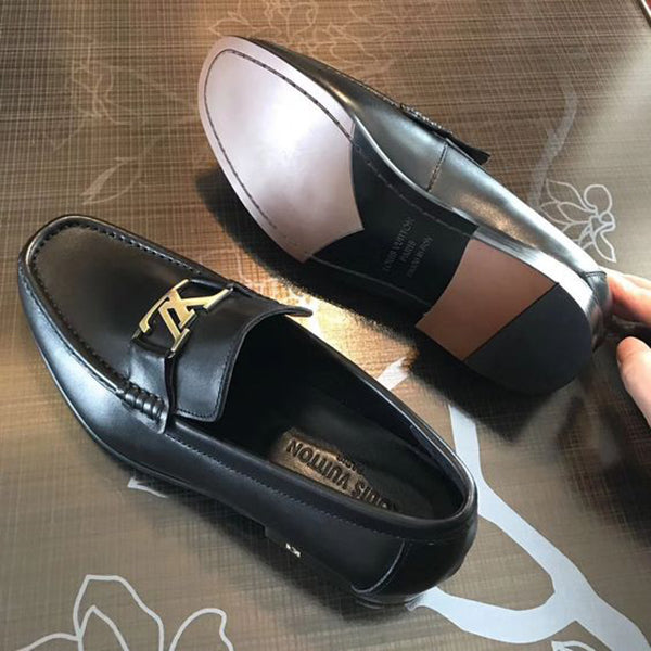 Classic Black V Letter Patent Leather Up Dress Shoes Loafer Slip-on shoe