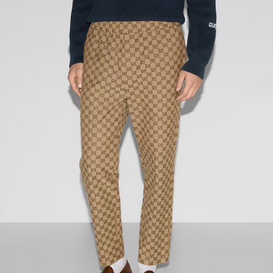 Fashion Casual lace-up classic GG pattern trousers PD0425051208