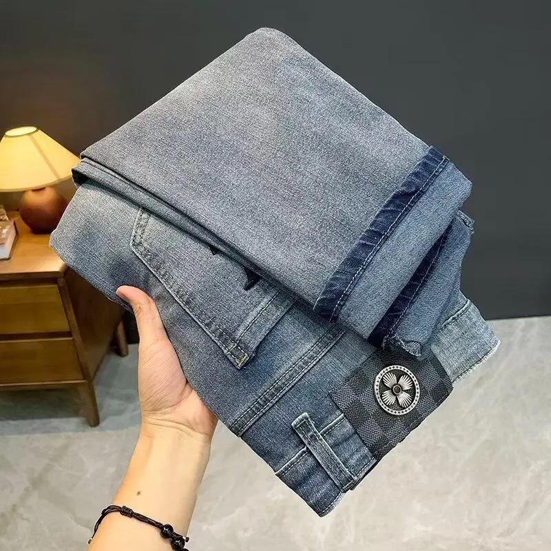 New Straight Blue Summer Casual Stretch Trousers 1024070806