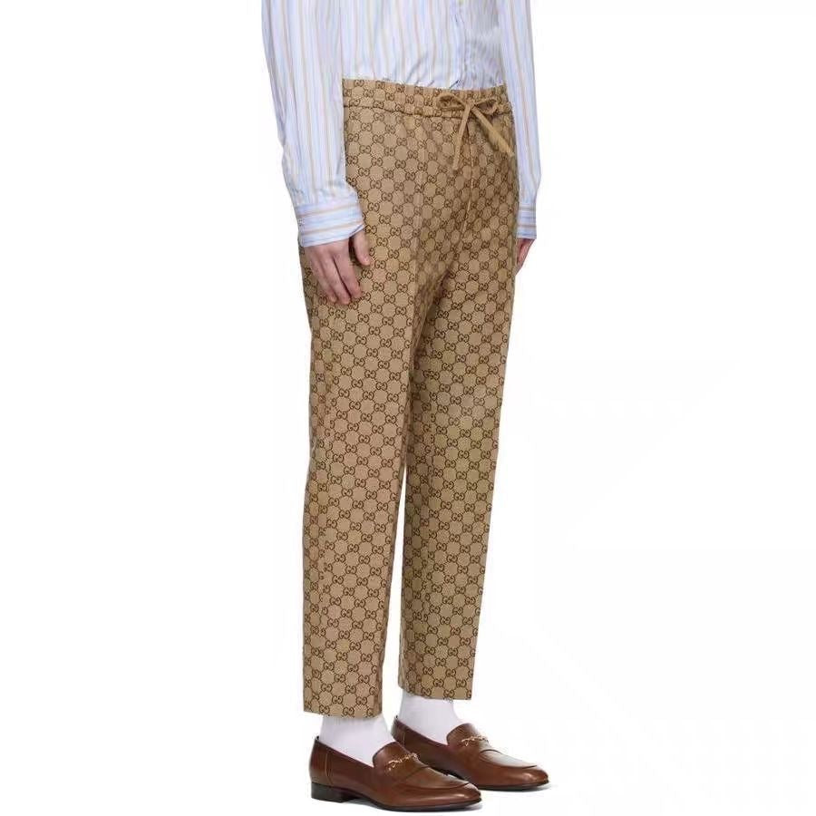 Fashion Casual lace-up classic GG pattern trousers PD0425051208